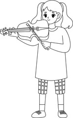 kid playing violin outline coloring printable worksheet