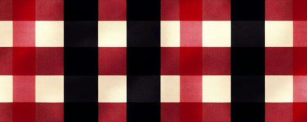 Fototapeta premium Red black gingham fabric texture background