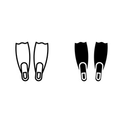 swim fins icon set color editable