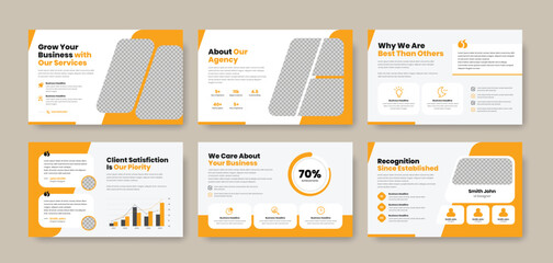 Annual business report and data presentation simple slider template set design