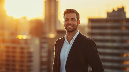 businessman with a city background