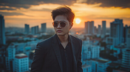 businessman with a city background