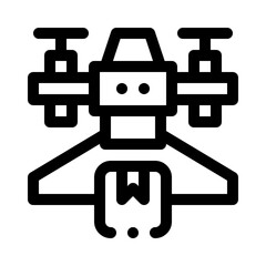 Drone delivery line icon