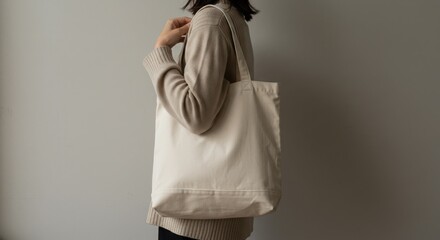 canvas tote bag, minimalist fashion, neutral tones, organic textures, lifestyle photography, soft lighting, casual elegance, sustainable style