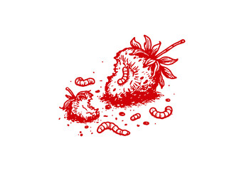 Strawberry Leftover Waste Hand Drawn Sketch Illustration Vector Isolated