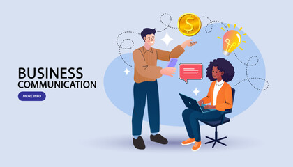 business people with network icons, communication, technology , ideas innovation concept.