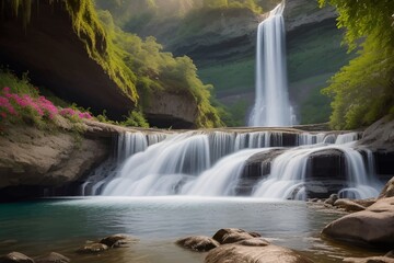 Obraz premium Beautiful and Peaceful Nature Scenery Illustration Landscape Countryside Tranquil Vibrant and Colorful