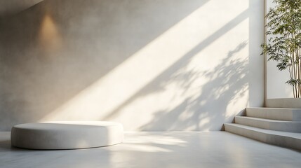 A smooth concrete wall and floor with subtle gradients of light gray, illuminated by diffused natural light to create a minimalist and professional backdrop for product presentation, hd quality,