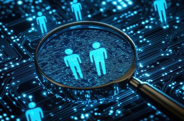 Digital Magnifying Glass Targeting Circuit Board Personnel