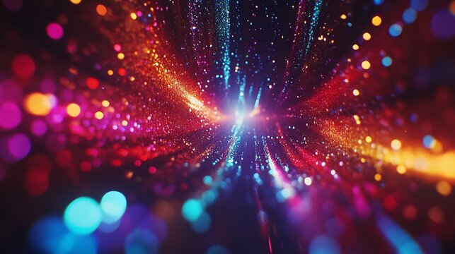 Abstract Bokeh Lights Colorful Background, Defocused Vivid Light