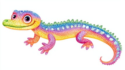 Naklejka premium Imaginative world of a colorful gecko a playful vibrant illustration
