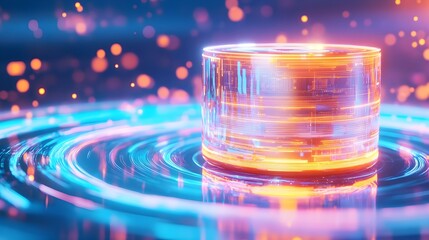 Obraz premium neon tech cylinder abstract background - neon and vibrant colors
