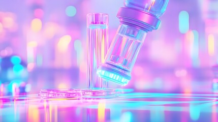 neon glass lab equipment, science background - abstract backgrounds