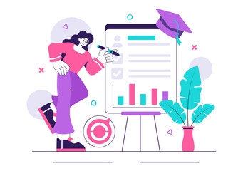 Career Education Vector Illustration Featuring a Growth Oriented Learning Model with Activities Associated with Real Life Experiences in a Background