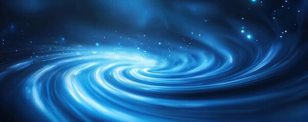 A mesmerizing blue swirl of light and stars, evoking a sense of cosmic depth and tranquility.