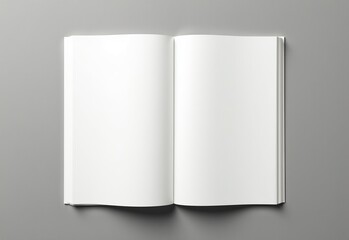 Minimalist Open Notebook with Blank Pages Set Against a Grey Textured Background - Perfect for Design Presentations and Portfolios