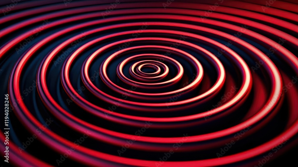 Poster a vibrant image showcasing concentric circles in red and black, creating a mesmerizing ripple effect