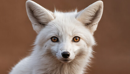 a small white fox with a big ear and a brown background is shown in this picture of a young fox with a big ear and a brown background is shown in the foreground of. Generative AI 
