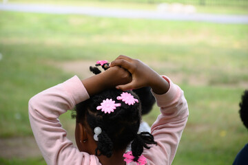 Child relaxing on the summer day. Teaching children empathy and responsibility at a Nature...