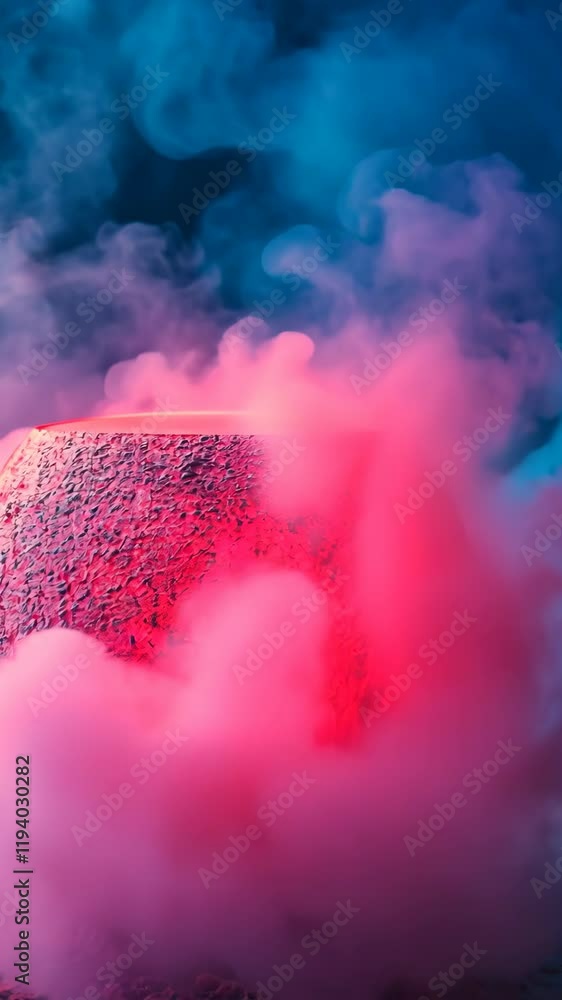 Poster vibrant smoke surrounds a textured surface creating a mesmerizing visual effect in a creative displa