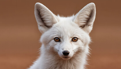 a small white fox with a big ear and a brown background is shown in this picture of a young fox with a big ear and a brown background is shown in the foreground of. Generative AI 