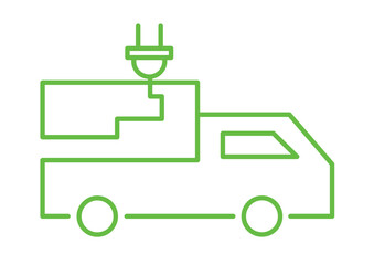 Obraz premium green eco friendly electric truck line icon