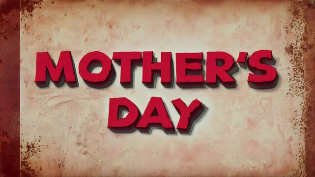 Retro styled red text announcing Mother&rsquo;s Day designed with clear typography nostalgic feel to make it easily readable memorable
