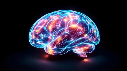 glowing brain, neural network, ai concept - ai