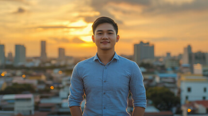 businessman with a city background