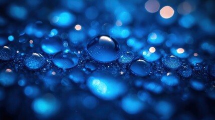 Close-Up of Water Droplets on a Textured Surface at Night with Soft Lighting