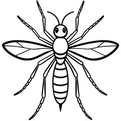 Obraz premium Cute Silhouette of a Mosquito line art vector cartoon illustration