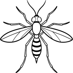 Obraz premium Cute Silhouette of a Mosquito line art vector cartoon illustration