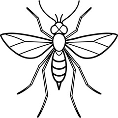 Cute Silhouette of a Mosquito line art vector cartoon illustration