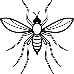 Obraz premium Cute Silhouette of a Mosquito line art vector cartoon illustration