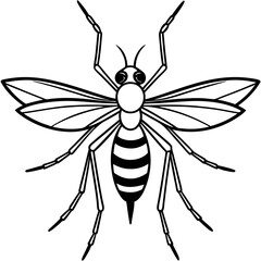 Cute Silhouette of a Mosquito line art vector cartoon illustration