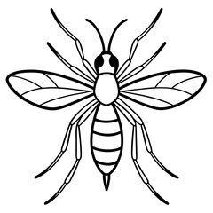 Obraz premium Cute Silhouette of a Mosquito line art vector cartoon illustration