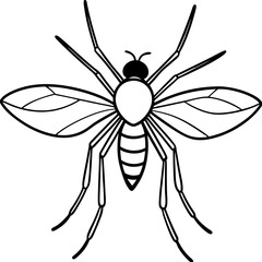 Obraz premium Cute Silhouette of a Mosquito line art vector cartoon illustration