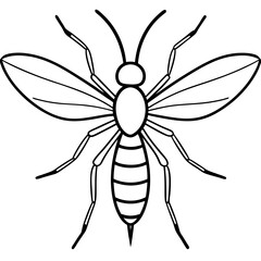 Obraz premium Cute Silhouette of a Mosquito line art vector cartoon illustration