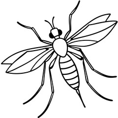 Obraz premium Cute Silhouette of a Mosquito line art vector cartoon illustration