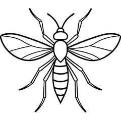 Obraz premium Cute Silhouette of a Mosquito line art vector cartoon illustration