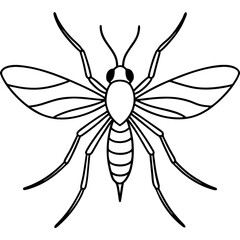 Cute Silhouette of a Mosquito line art vector cartoon illustration