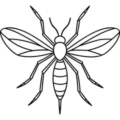 Fototapeta premium Cute Silhouette of a Mosquito line art vector cartoon illustration