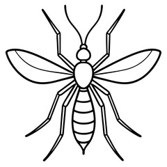 Cute Silhouette of a Mosquito line art vector cartoon illustration
