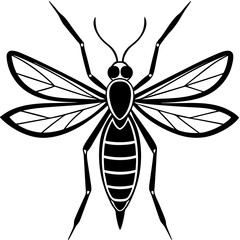 Cute Silhouette of a Mosquito line art vector cartoon illustration