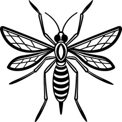 Obraz premium Cute Silhouette of a Mosquito line art vector cartoon illustration
