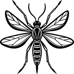 Obraz premium Cute Silhouette of a Mosquito line art vector cartoon illustration