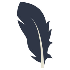 Curve Bird Feather Silhouette. Isolated on White Background. Vector Illustration