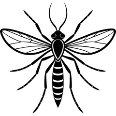 Cute Silhouette of a Mosquito line art vector cartoon illustration