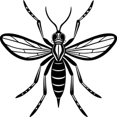 Cute Silhouette of a Mosquito line art vector cartoon illustration