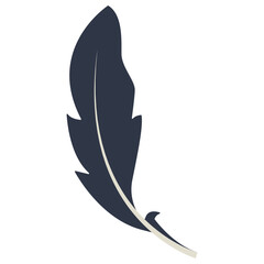 Naklejka premium Curve Bird Feather Silhouette. Isolated on White Background. Vector Illustration